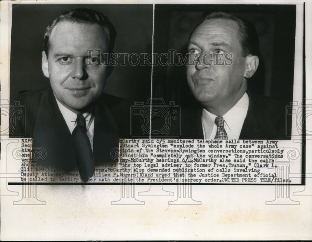 1954 Press Photo Clark L. Clifford urges Publication of William P. Rogers Calls - Historic Images