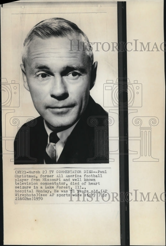 1970 Press Photo Paul Christman, TV Commentator - nef18538 - Historic Images