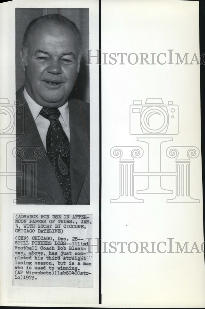 1973 Press Photo Football Coach Bob Blackman, Dartmouth college - nef18619 - Historic Images