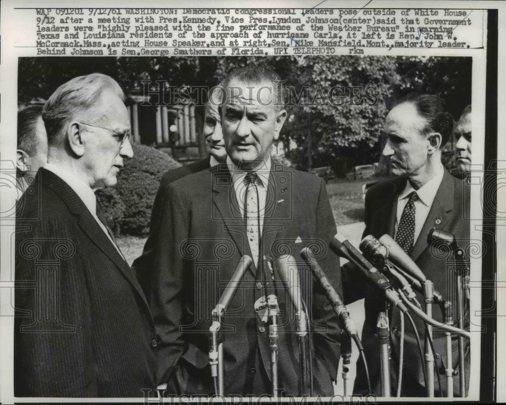 1961 Press Photo Democratic Press Conference After Meeting w Lyndon B. Johnson-Historic Images