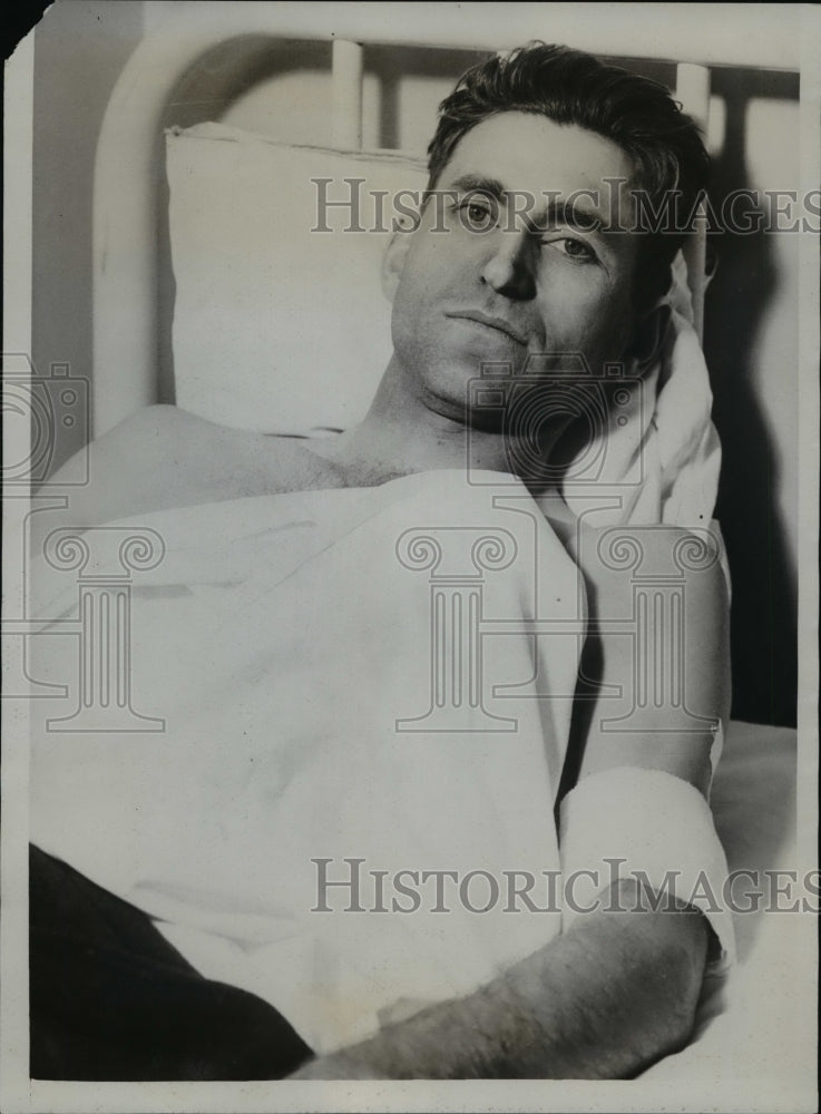 1934 Press Photo Walter Dean Critically Wounded in Police Chase, Lincoln, NE - Historic Images