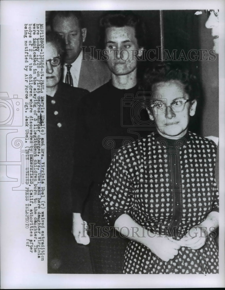 1956 Press Photo Maryls Ubel, Virginia Ubel, St. Oaul, Minnesota - nef20014-Historic Images