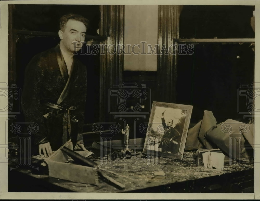 1931 Press Photo Dr. Giovanni Giurato in Office After Bombing, Pittsburgh-Historic Images