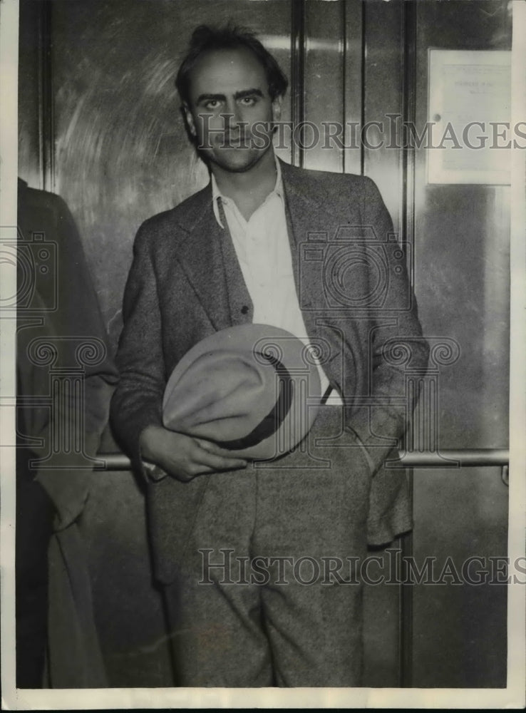 1933 Press Photo William Walton Hall of Chicago Illinois claims he was kidnapped - Historic Images