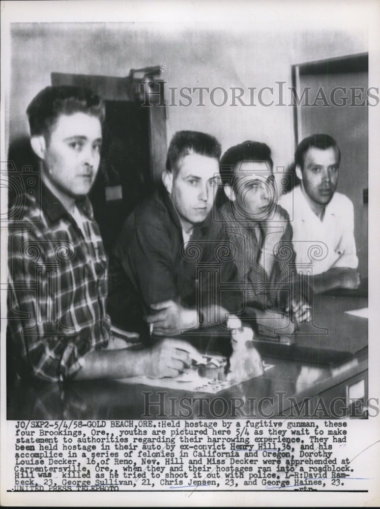 1958 Press Photo Hostage Victims of Henry Hill, Oregon - nef22421 - Historic Images