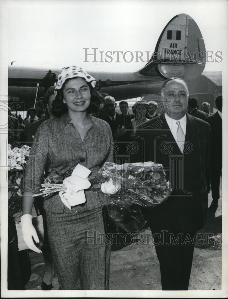 1956 Empress Soraya of Iran Arrives in Paris Orly Air Terminal - Historic Images
