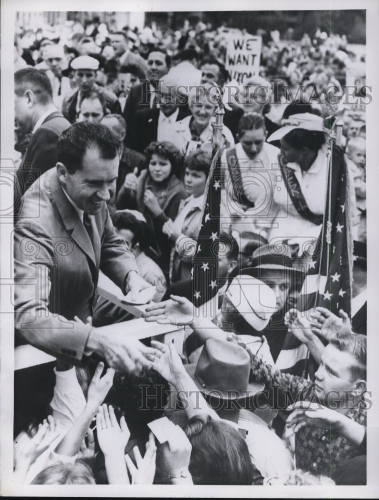 1960 Richard Nixon with Campaign Tour Crowds  - Historic Images