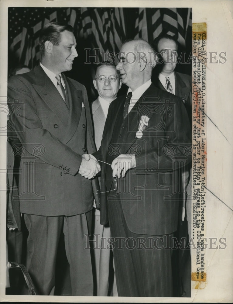 1949 Press Photo Maurice Tobin, Philip Murray at CIO National Convention-Historic Images