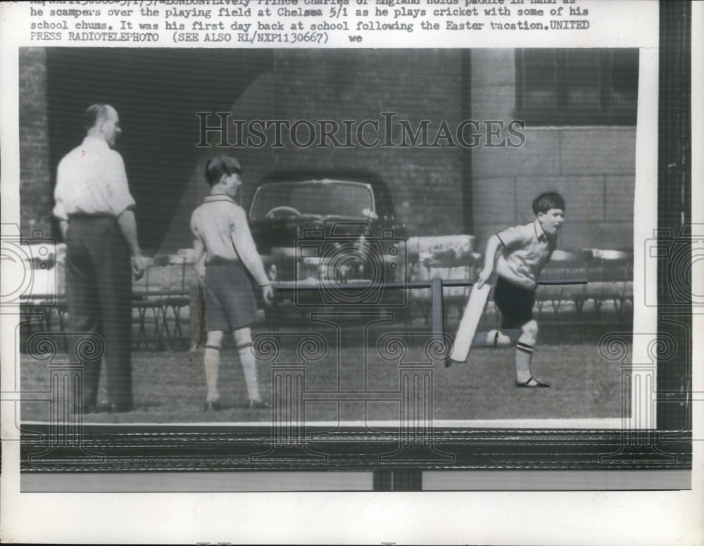 1957 Prince Charles of England Plays Cricket at Chelsea Field - Historic Images