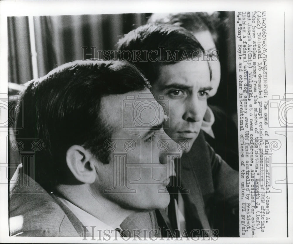 1970 Press Photo Sons of slain UMW official Yablonski demand prosecution - Historic Images