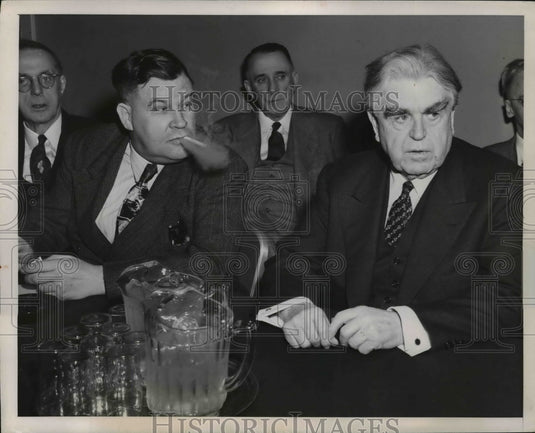 1950 Press Photo John L. Lewis, George Titler at Coal Operators & Union Meeting - Historic Images