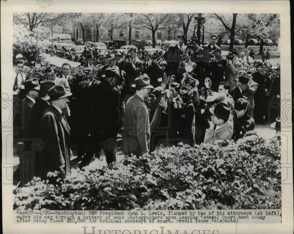 1948 Press Photo John L. Lewis Leaving Federal Court, Washington, D.C.-Historic Images