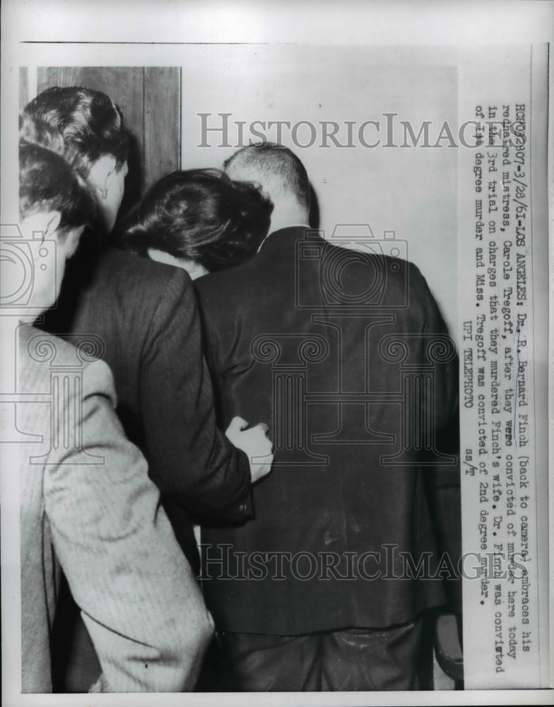 1961 Dr.R.Bernard Finch embraced his red hair Mistress Carole Tregof - Historic Images