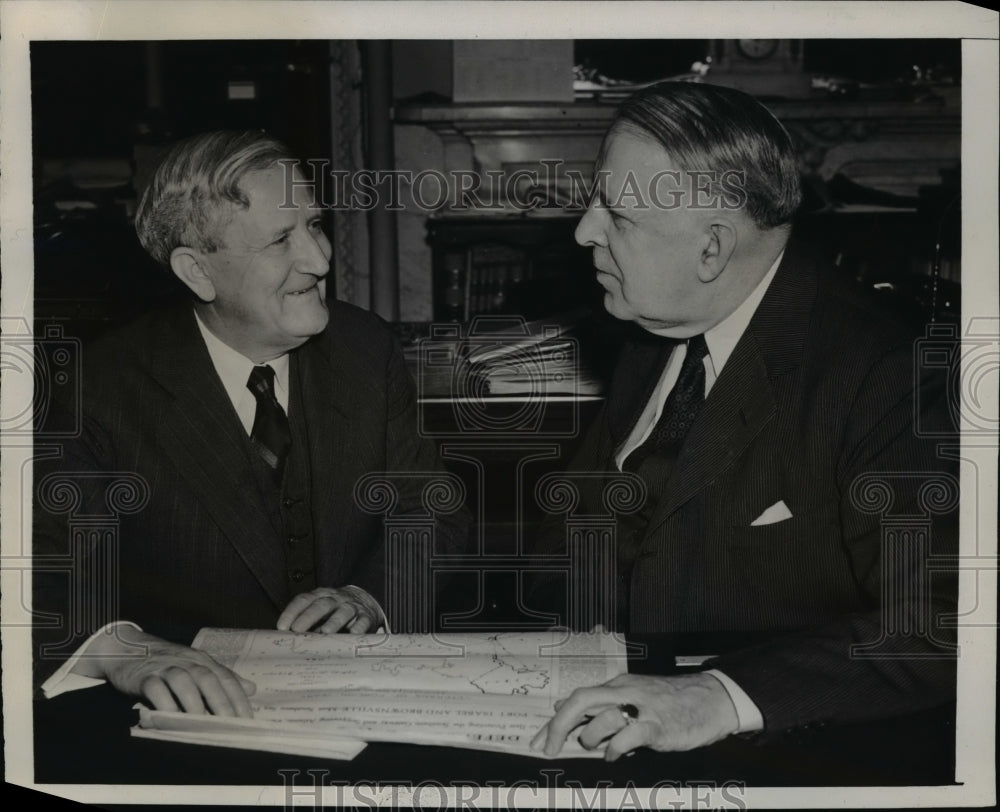 1940 Sen Morris Sheppard &amp; Sen David I Walsh as They Discuss Warning - Historic Images