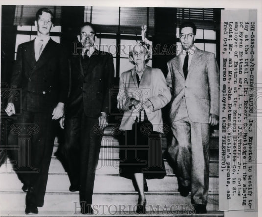 1949 Press Photo Robert Rutledge Murder Trial Witnesses at Cedar Rapids Court - Historic Images