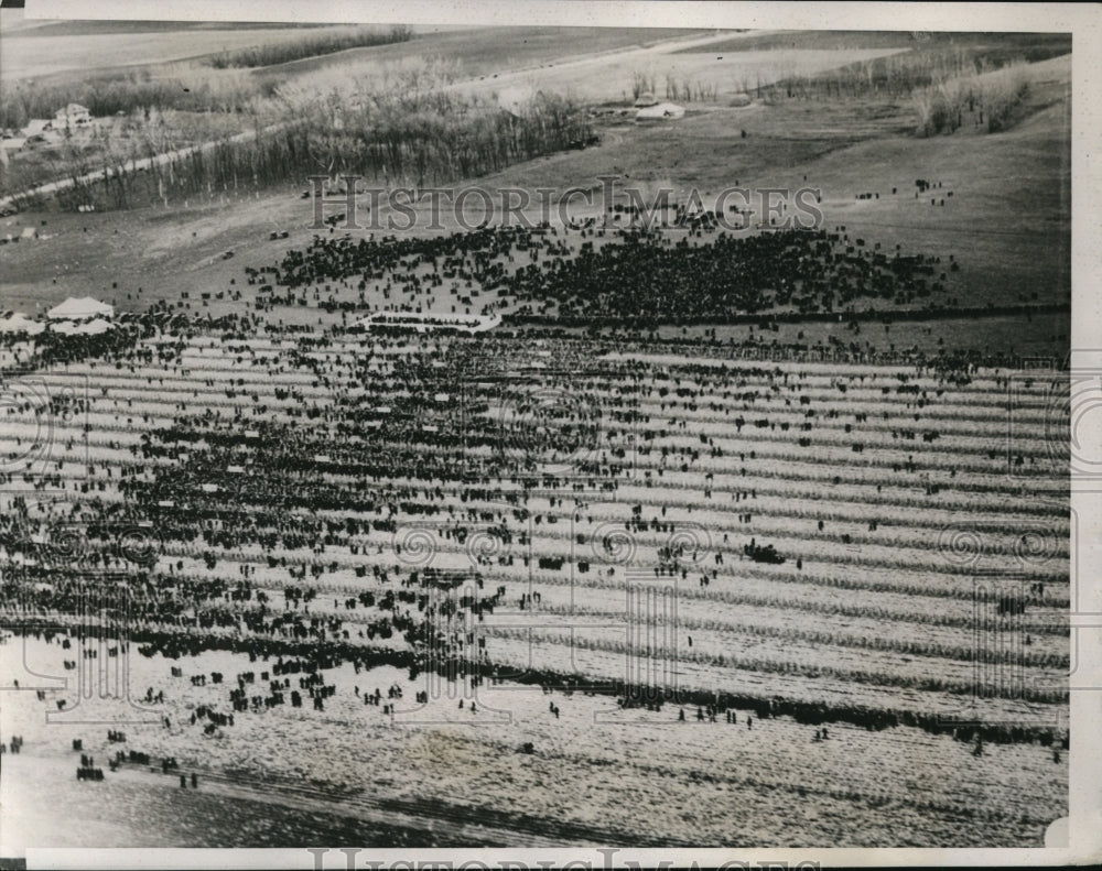 1934 Press Photo Air View of 50,000 Attending 1934 Corn Husking Contest - Historic Images