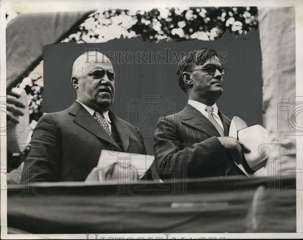 1933 Press Photo Mayor O'Brien, Governor Talmadge Sing National Anthem, Georgia-Historic Images