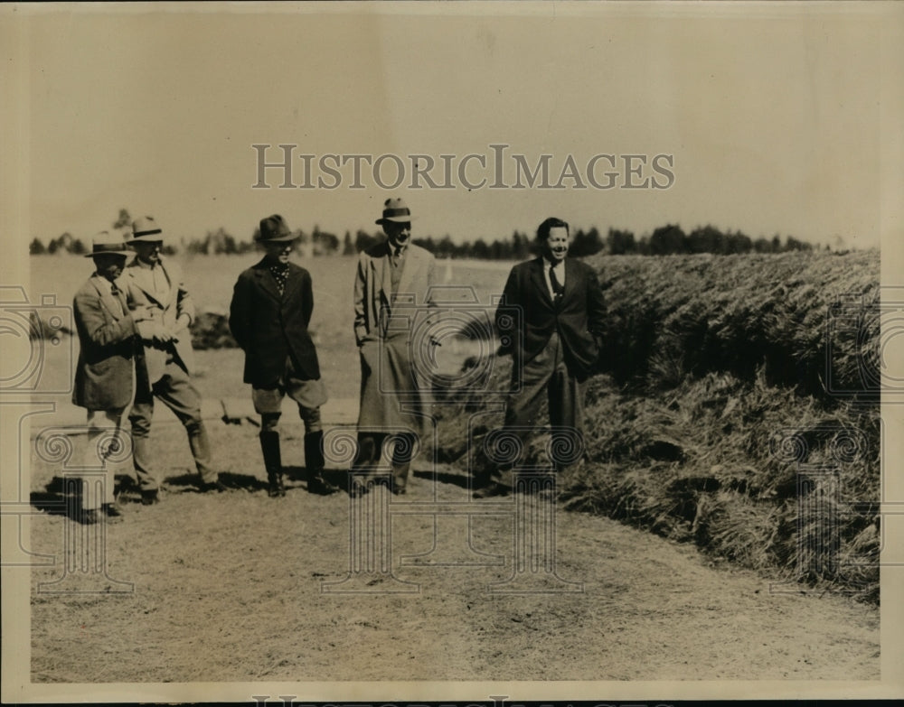1935 Group Inspecting Jump at Pinehurst Steeplechase Course, NC - Historic Images