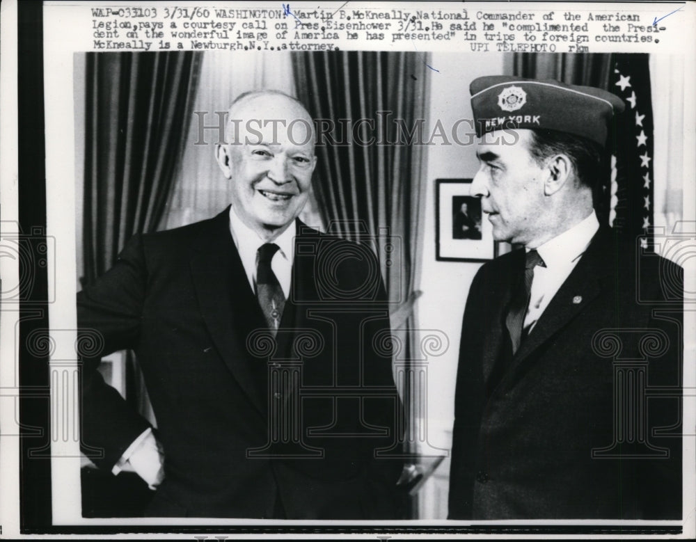 1960 Press Photo Dwight Eisenhower, Martin B. McKneally in Washington, D.C. - Historic Images