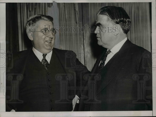 1937 Press Photo Charles O'Neill and John L. Lewis of United Mine Workers - Historic Images