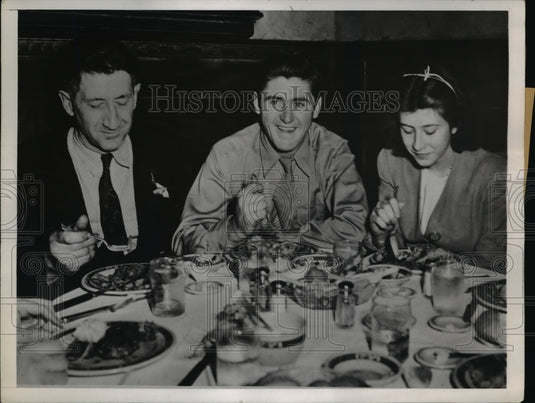 1945 Pvt Joseph McGee Enjoys Meal After Being Released From Prison - Historic Images