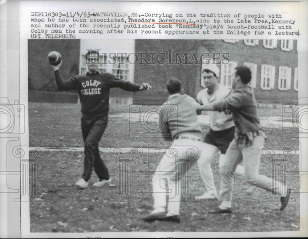 1965 Theodore Sorenson Playing Football at colby College, Maine - Historic Images