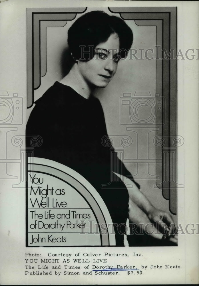 1970 Press Photo "The Life and Times of Dorothy Parker" by John Keats Book Cover - Historic Images