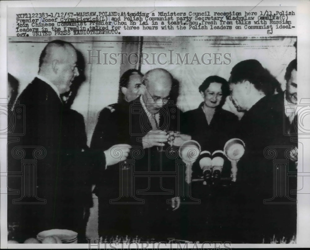 1957 Press Photo Communist Leaders at Ministers Council Reception, Warsaw Poland - Historic Images