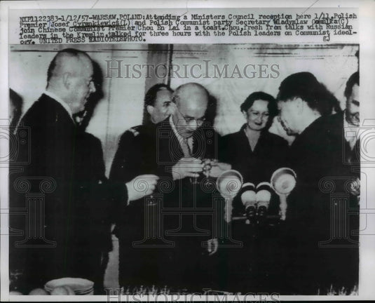 1957 Press Photo Communist Leaders at Ministers Council Reception, Warsaw Poland - Historic Images