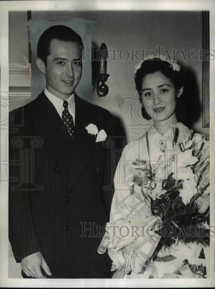 1941 Clarke H. Kawakami &amp; Wife Chieko Susuja After Wedding - Historic Images