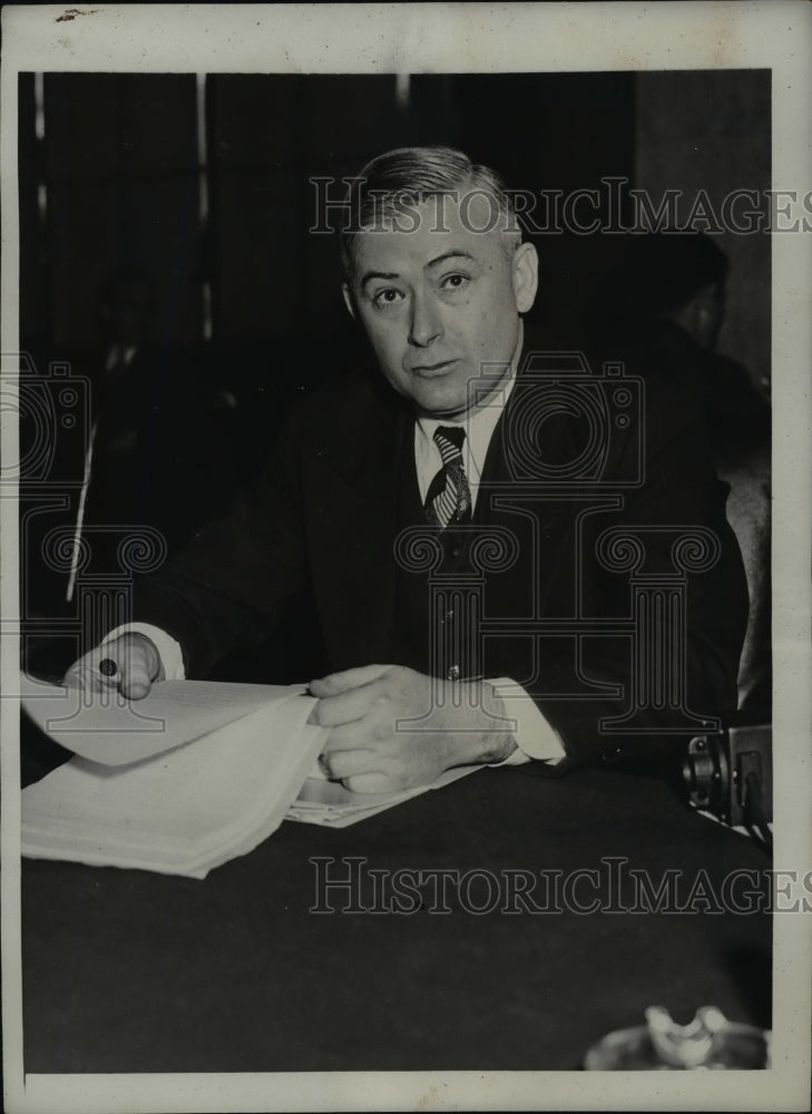 1934 Press Photo John K. McKee at Senate Banking &amp; Currency Committee Hearing - Historic Images