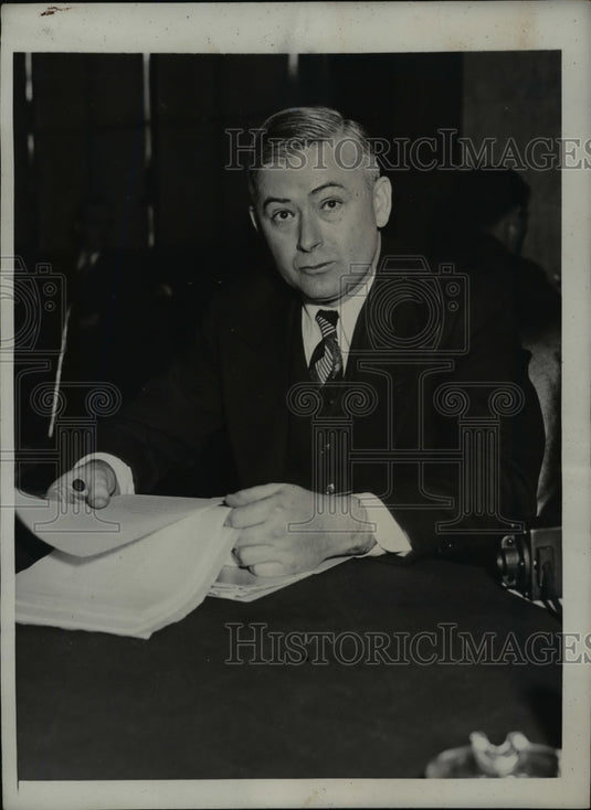 1934 Press Photo John K. McKee at Senate Banking & Currency Committee Hearing - Historic Images
