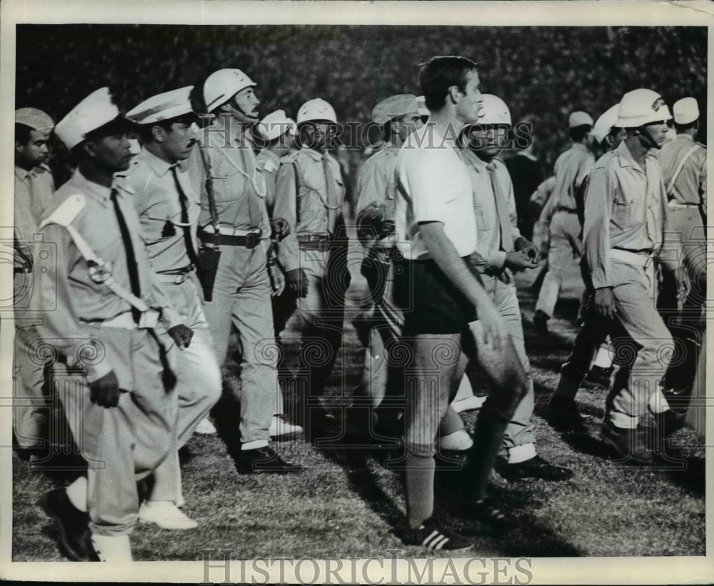 1967 Plante of France Soccer Team Escorted by Police, Tunisia - Historic Images