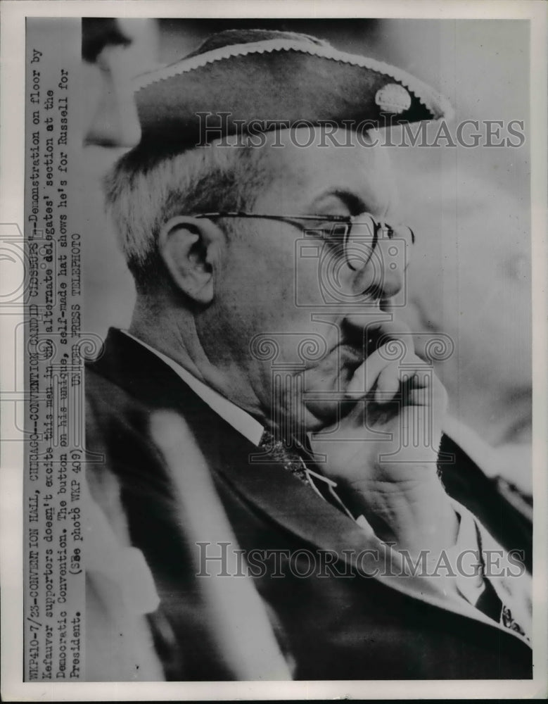 1952 Press Photo Delegate at Democratic National Convention, Chicago - nef42402 - Historic Images