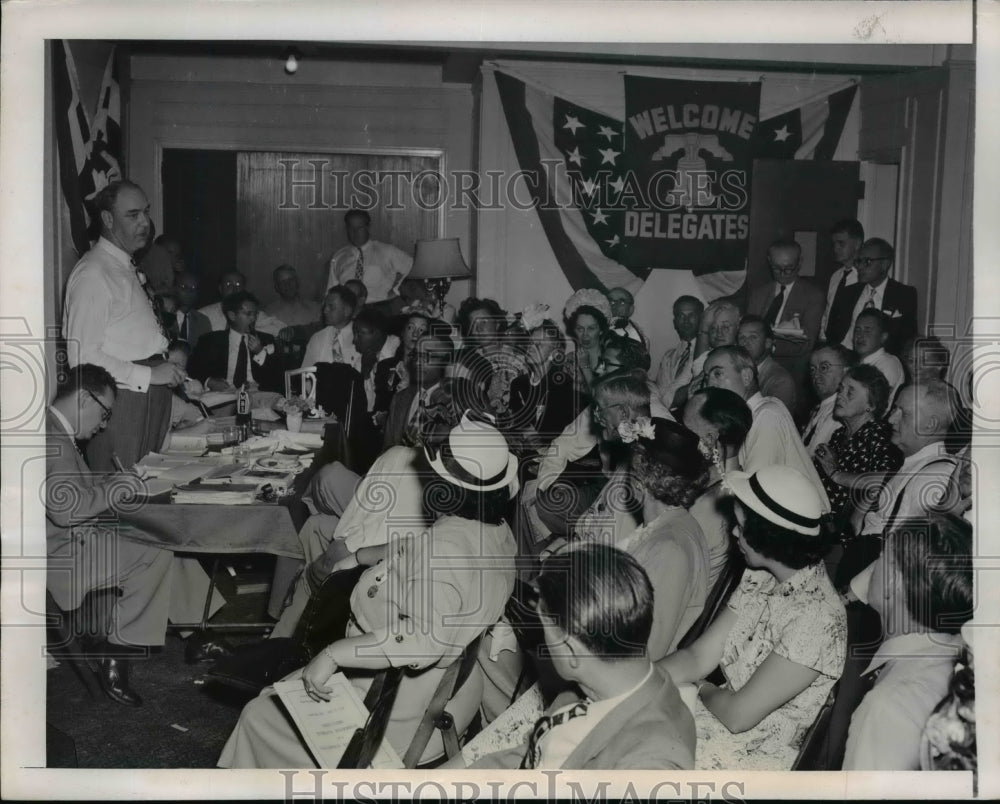 1948 John Shelly Addresses Caucus During James Roosevelt Removal - Historic Images