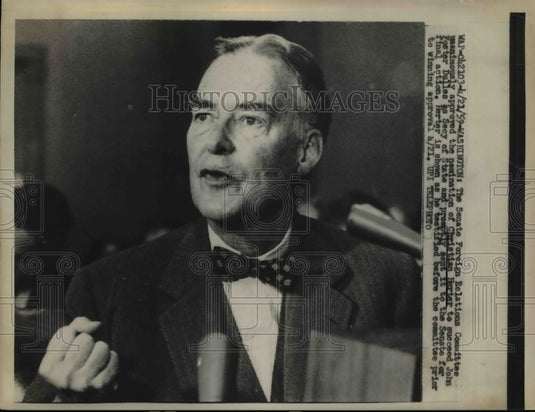 1959 Press Photo Christian Herter at Senate Foreign Relations Committee Meeting - Historic Images