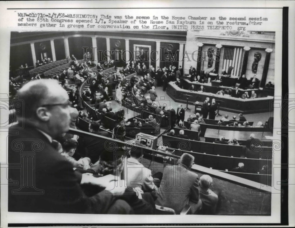 1958 Press Photo Scene in House Chamber as 2nd Session of 85th Congress Opens - Historic Images