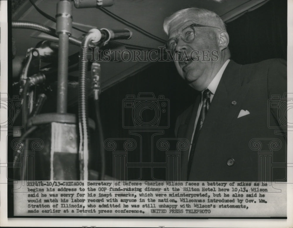 1954 Secretary of Defense Charles Wilson at GOP Fund Raiding Dinner - Historic Images