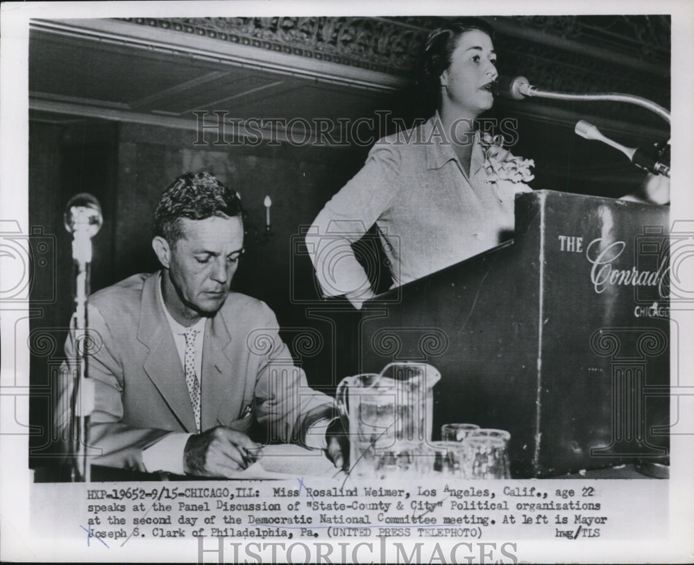 1953 Press Photo Rosalind Weimer Addressing Democratic National Committee - Historic Images