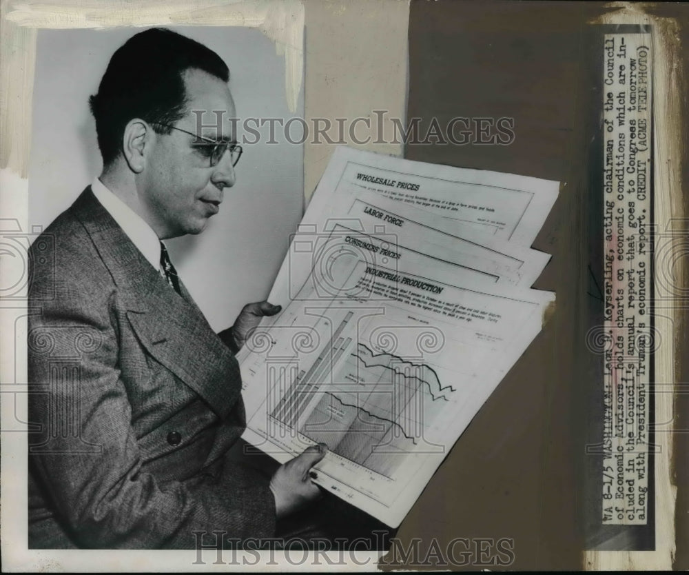 Press Photo Leon R. Keyserling w Economic Report, Washington - nef44846 - Historic Images