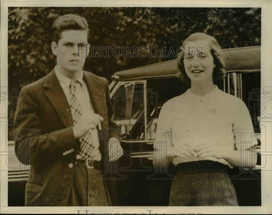 1937 Mr & Mrs Walter F Wicks Honeymooning at Unknown Location - Historic Images