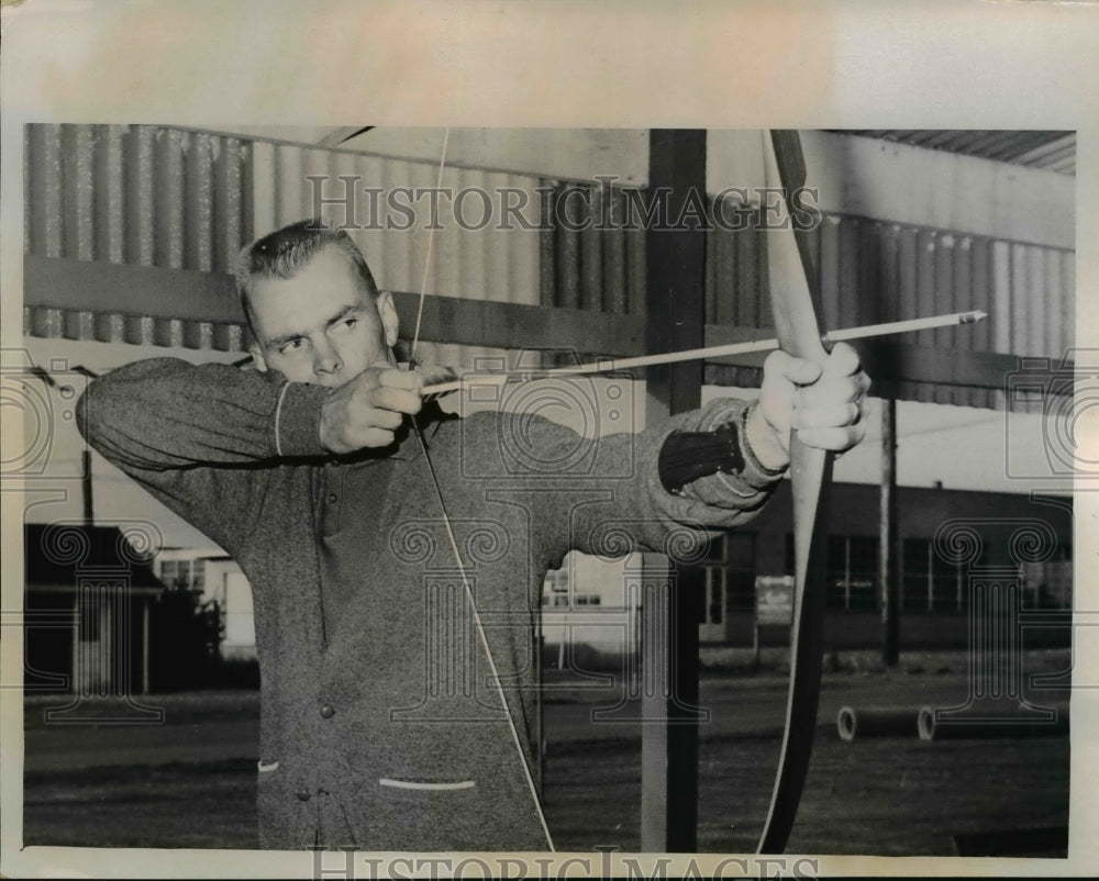 1962 Man Shooting Bow &amp; Arrow  - Historic Images