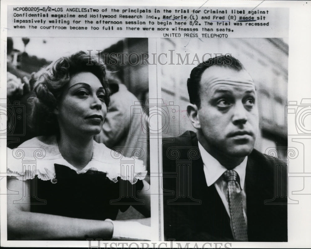 1957 Press Photo Marjorie &amp; Fred Meede 2 Principals in Trial for Criminal Libel-Historic Images