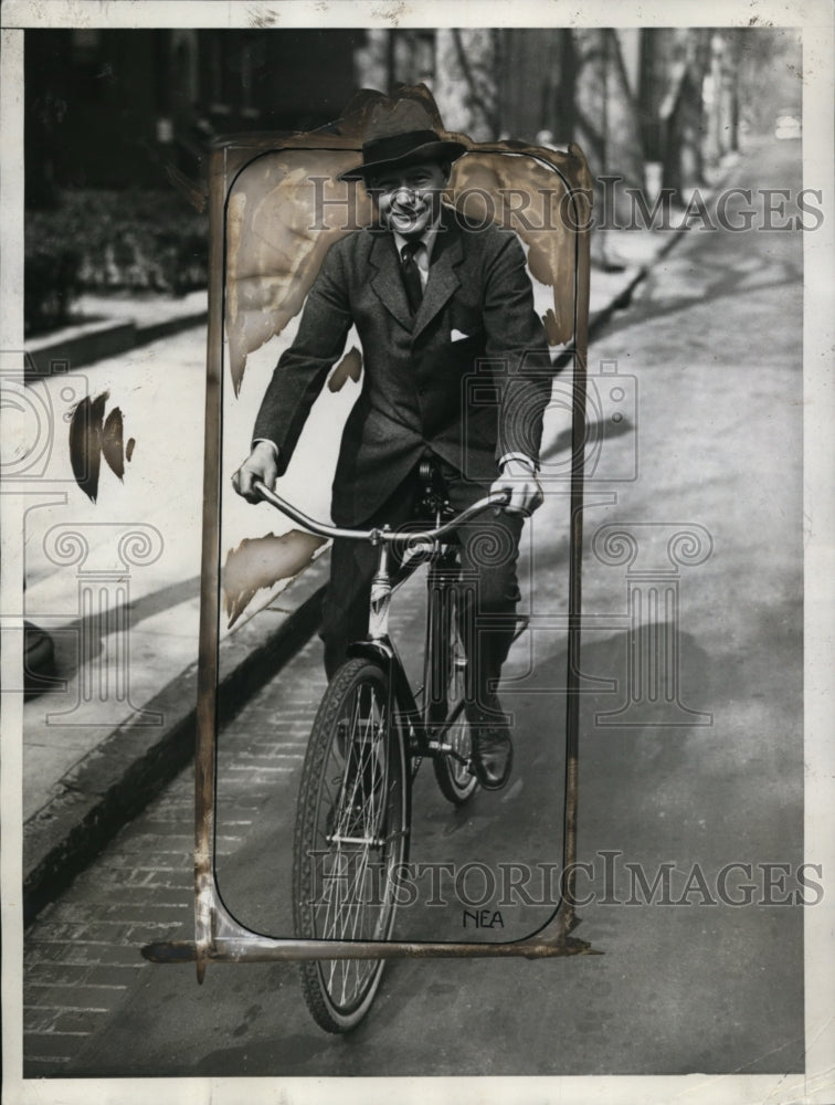 1930 Louis Douglas Congressman Leaving His Office on Bicycle-Historic Images