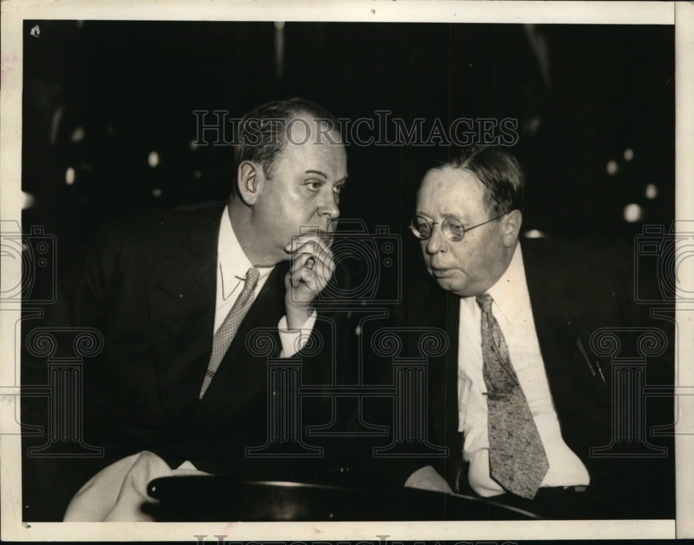 1933 Press Photo Lewis Lawes, Thomas A. Rice at Racketeering Hearing, New York - Historic Images