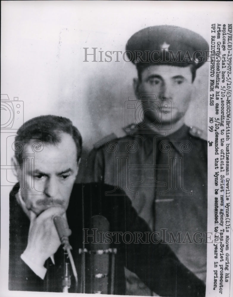 1963 Press Photo Greville Wynne Shown During His Espionage Trial Here on May 10 - Historic Images