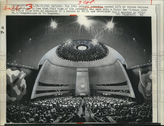 1964 Press Photo 19th United Nations General Assembly Opening Fisheye View - Historic Images