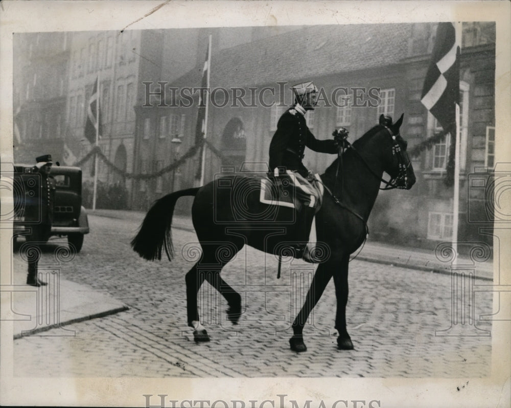 1938 King Christian of Denmark Enjoys Horseback Ride Through Streets - Historic Images