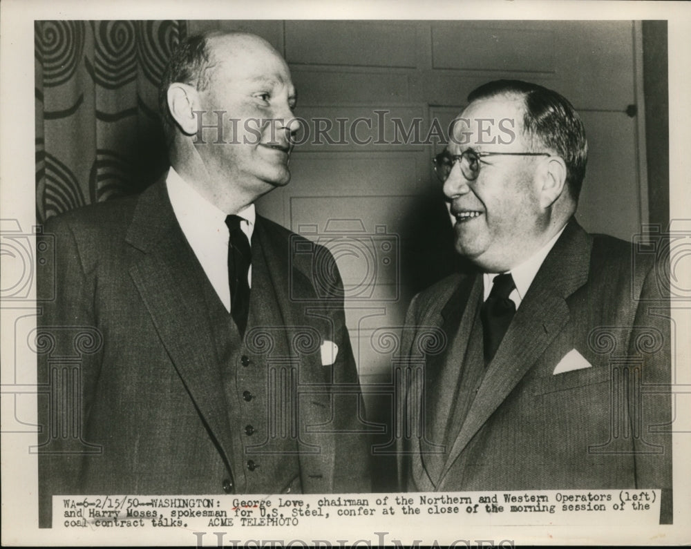 1950 Press Photo George Love, Harry Moses at Coal Contract Conference Washington-Historic Images