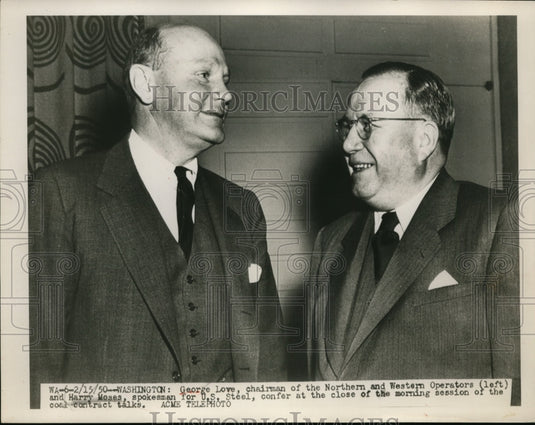 1950 Press Photo George Love, Harry Moses at Coal Contract Conference Washington-Historic Images